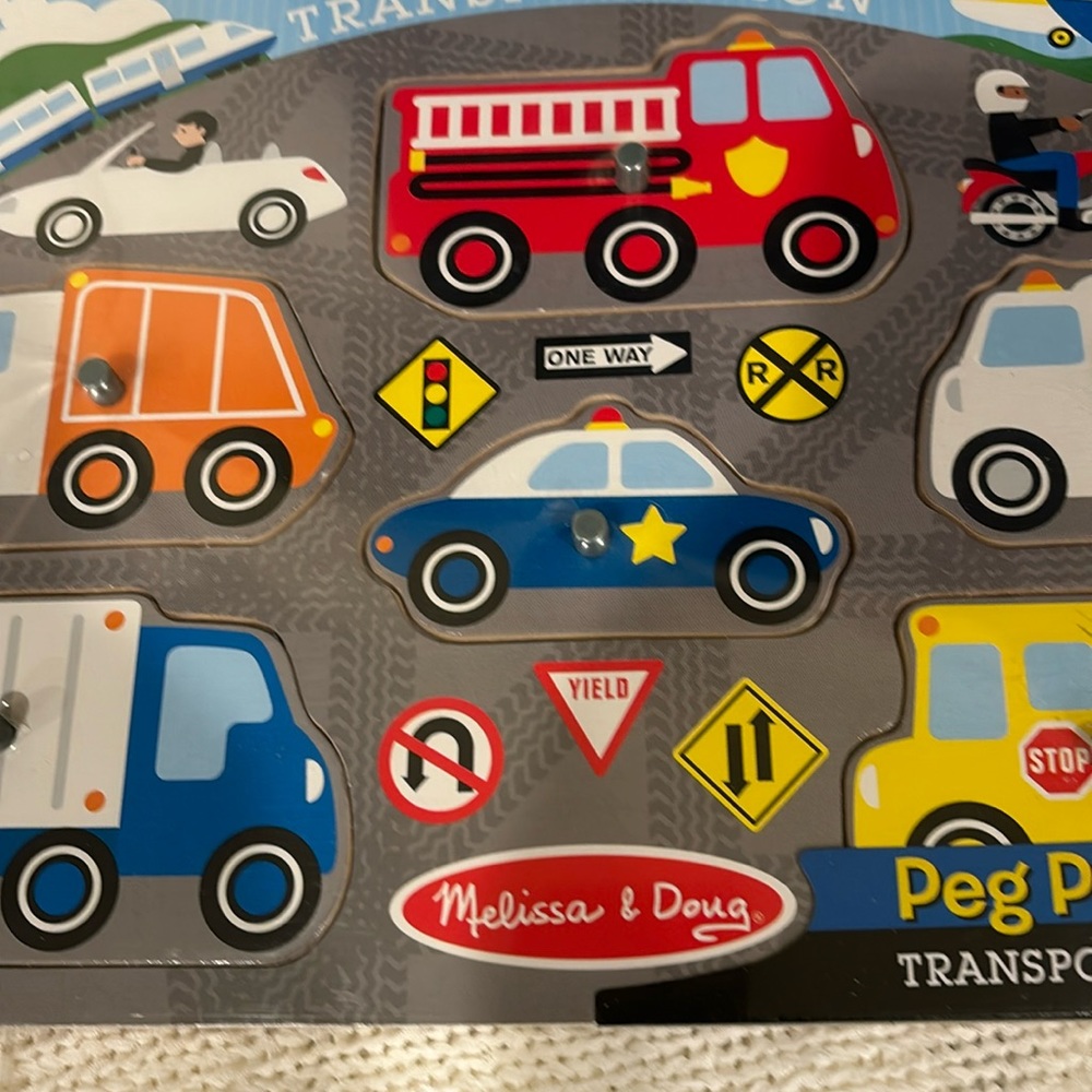 Melissa & Doug Transportation Wooden Peg Puzzle